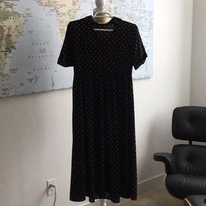 Mango polka dot black collared dress XS